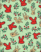 Red Tan Bunny Berry Branches Rug