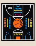 Black Basketball Court Graphic Rug