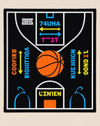 Black Basketball Court Graphic Rug