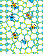 Bright Yellow Geometric Bee Collage Rug