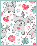 Whimsical Gray Elephant Heart Stars Rug