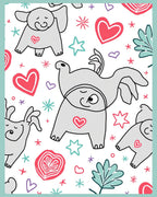 Whimsical Gray Elephant Heart Stars Rug