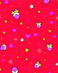 Red Playful Hearts Stars Crown Figures Rug