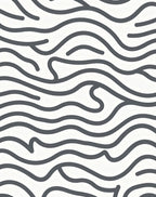 Charcoal Gray Wavy Line Art Rug