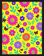 Vibrant Floral Butterfly Medallion Background Rug