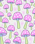 Whimsical Pink Polka Dot Mushroom Meadow Rug