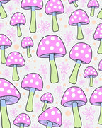 Whimsical Pink Polka Dot Mushroom Meadow Rug