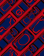Crimson Blue Geometric Interlocking Rug