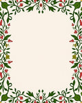 Red Green Floral Vines Border Rug