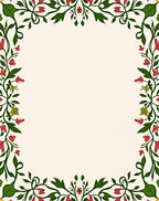 Red Green Floral Vines Border Rug