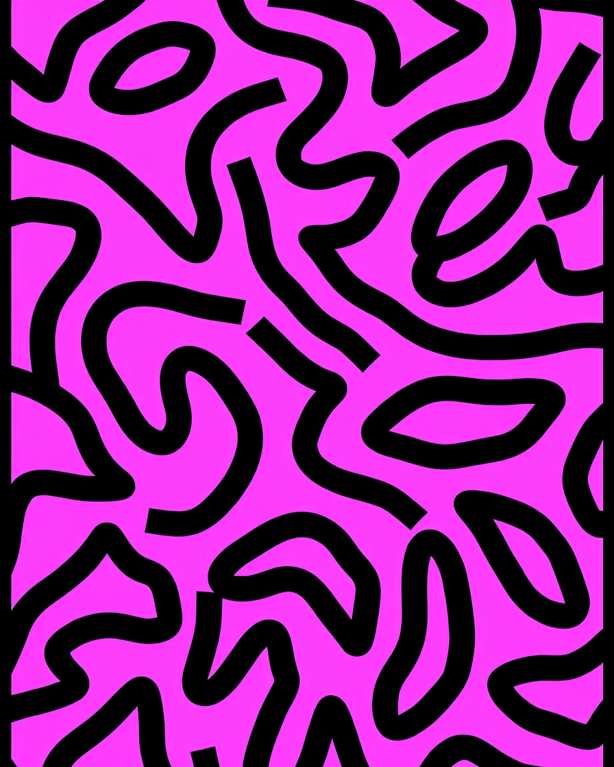 Vivid Pink Abstract Flow Rug