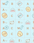 Whimsical Alphabet Collage Light Blue Rug
