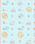 Whimsical Alphabet Collage Light Blue Rug