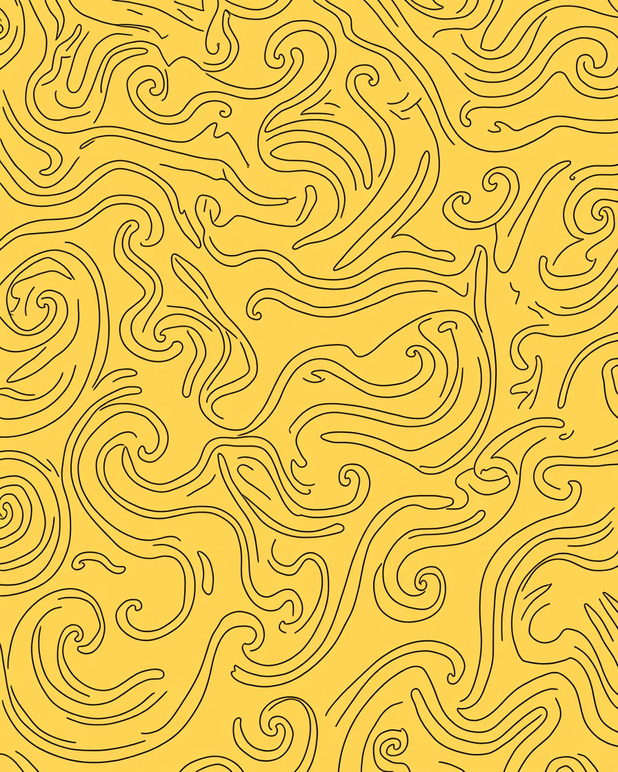 Yellow Swirl Abstract Line Art Rug
