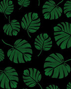 Deep Emerald Monstera Leaf Pattern Rug