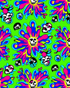 Psychedelic Skull Flower Explosion Rug