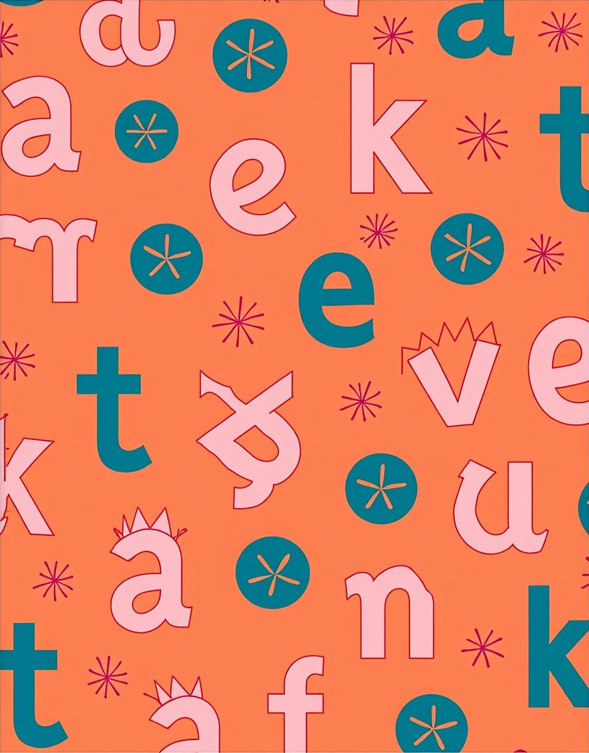 Whimsical Alphabet Teal Orange Rug