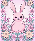 Pink Easter Bunny Floral Garland Rug