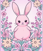 Pink Easter Bunny Floral Garland Rug