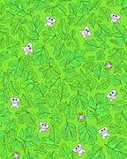 Whimsical Green Leaf Creatures Rug