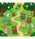 Playful Bears And Rabbits Meadow Rug
