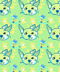 Light Green Whimsical Dog Face Floral Rug
