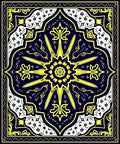 Ornate Starburst Navy Yellow Mandala Rug