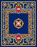 Royal Blue Crimson Gold Medallion Rug