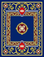 Royal Blue Crimson Gold Medallion Rug