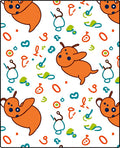 Playful Orange Creature Doodle Scatter Rug