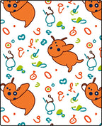 Playful Orange Creature Doodle Scatter Rug