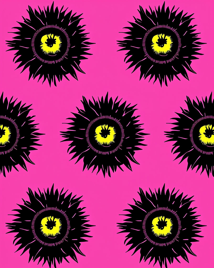 Vibrant Hot Pink Sunburst Eye Rug