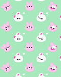 Sweet Pink Bunny Hearts Mint Rug