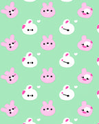 Sweet Pink Bunny Hearts Mint Rug