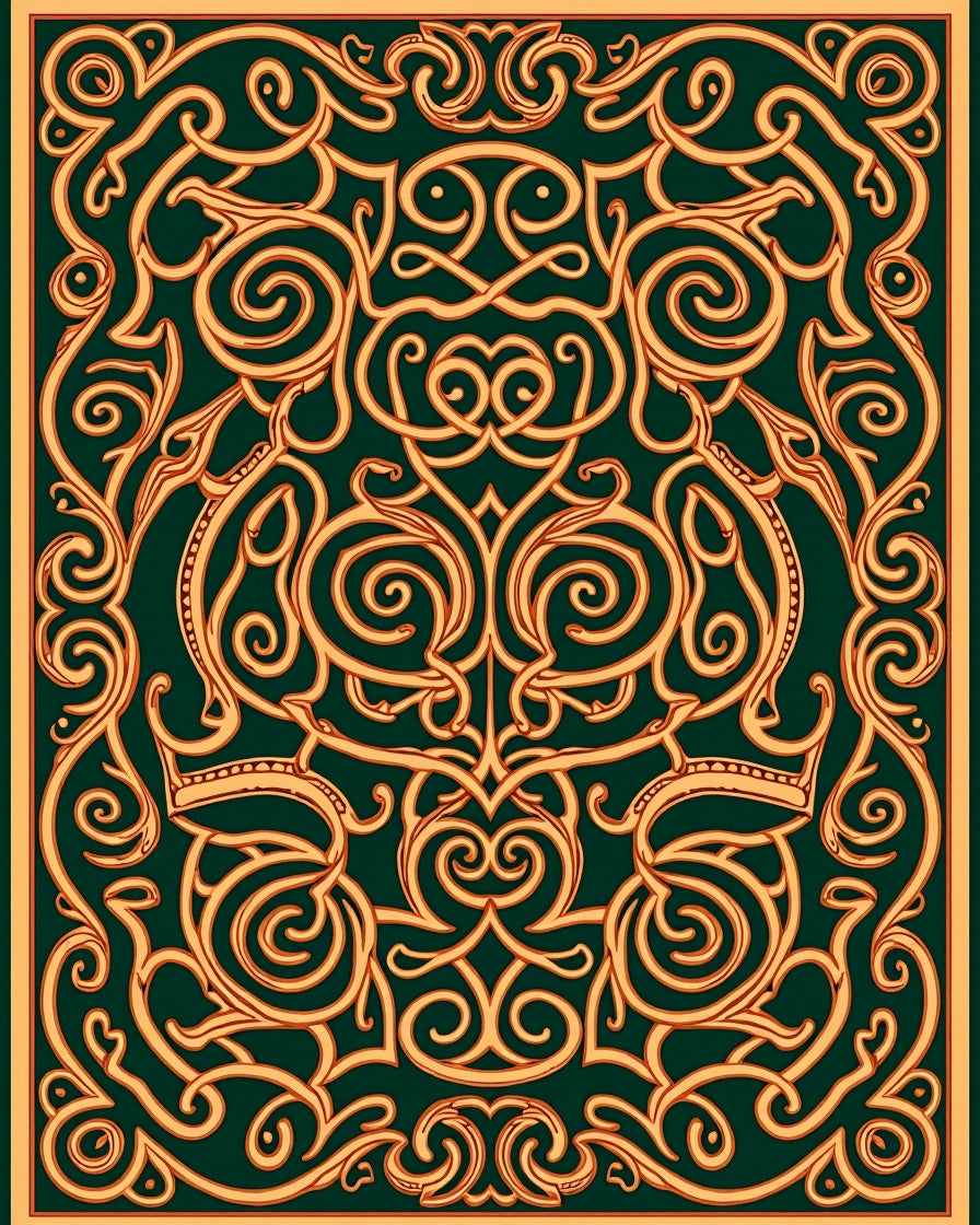 Emerald Green Ornate Swirls Rug