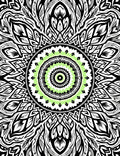 Fractal Lime Green Black Concentric Mandala Rug