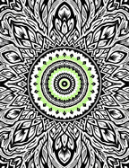 Fractal Lime Green Black Concentric Mandala Rug