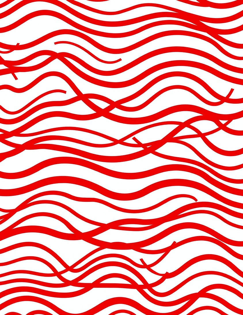 Crimson Red Wavy Stripe Rug