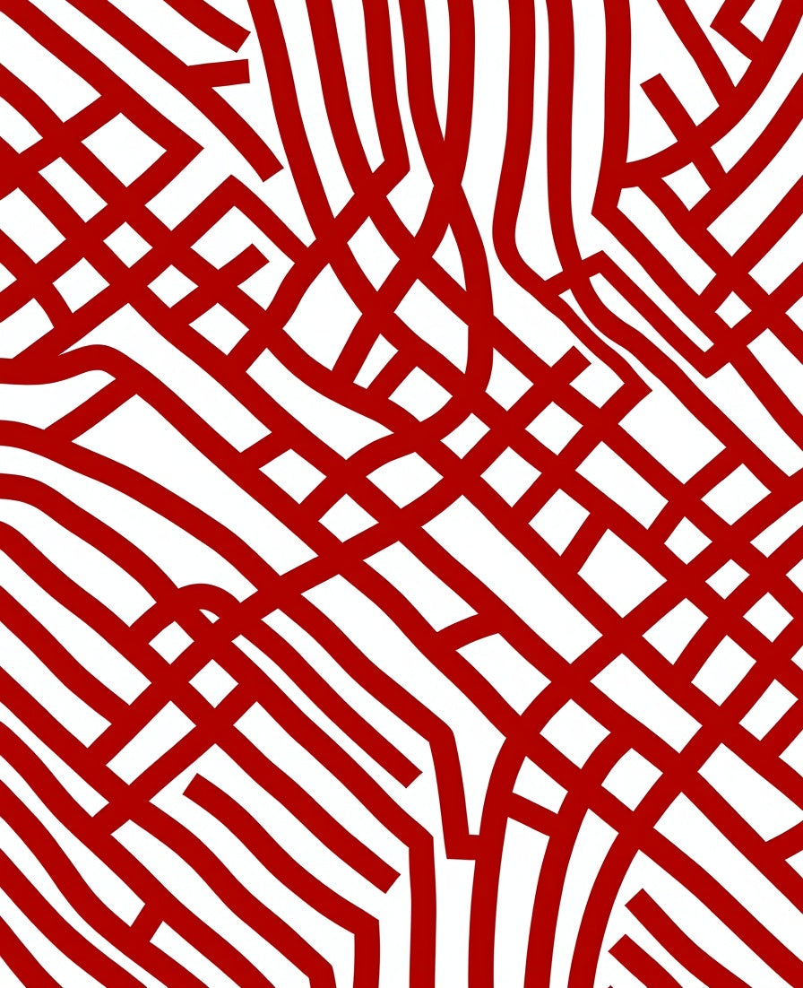 Crimson Red Intersecting Lines Rug