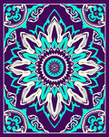 Vibrant Purple Teal Floral Medallion Rug