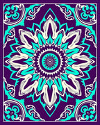 Vibrant Purple Teal Floral Medallion Rug