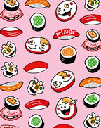 Playful Pink Sushi Character Montage Rug