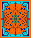 Vibrant Orange Starburst Medallion Rug