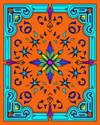 Vibrant Orange Starburst Medallion Rug