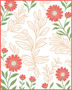 Coral Daisy Botanical Garden Print Rug