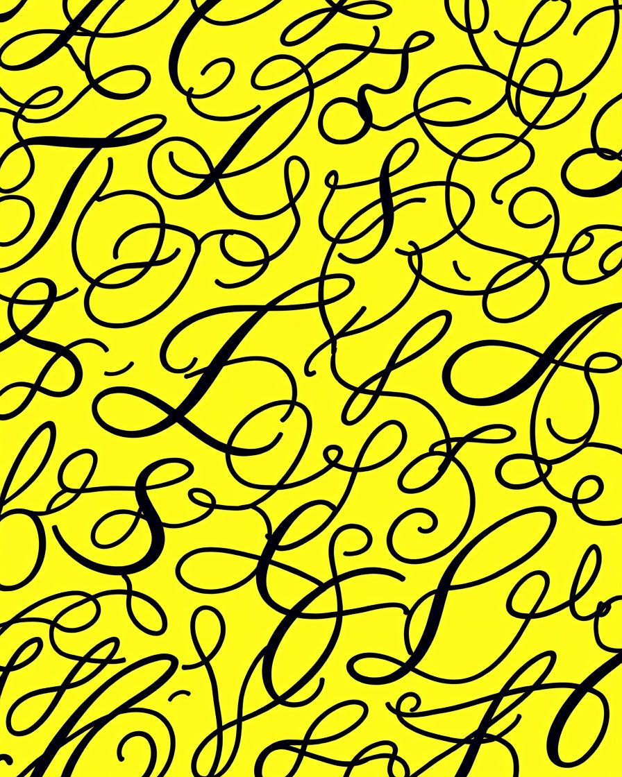 Bold Black Script Yellow Background Rug