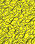 Bold Black Script Yellow Background Rug