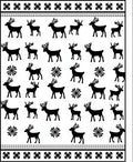Black White Reindeer Snowflake Motif Rug