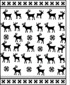 Black White Reindeer Snowflake Motif Rug