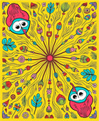Whimsical Owl and Featherburst Meadow Rug